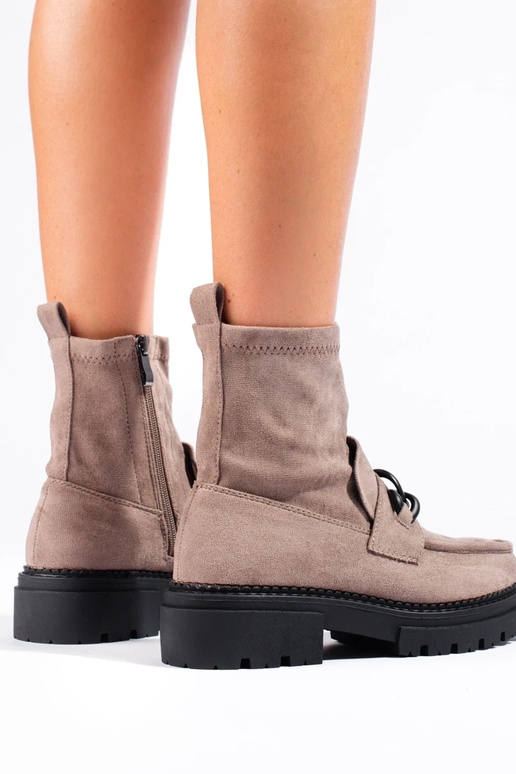 beige Inomens boots Inith platform