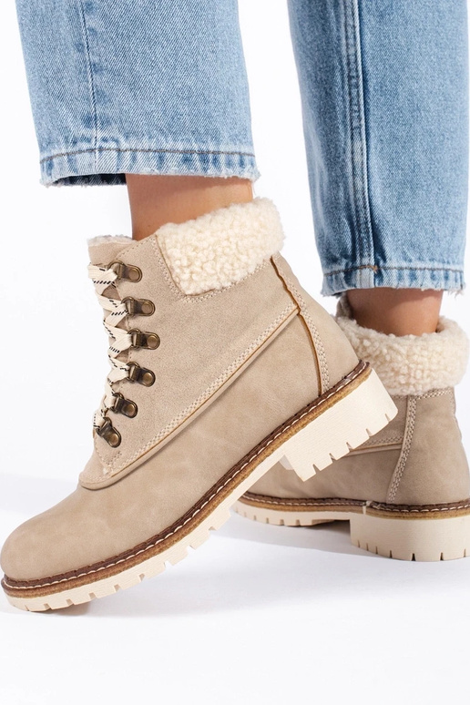 shoes Inith sheepskin Inomens beige