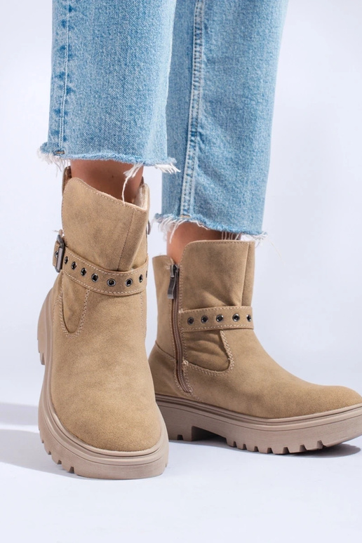 beige Inomens boots from eco suede beige Inomens boots from eco suede