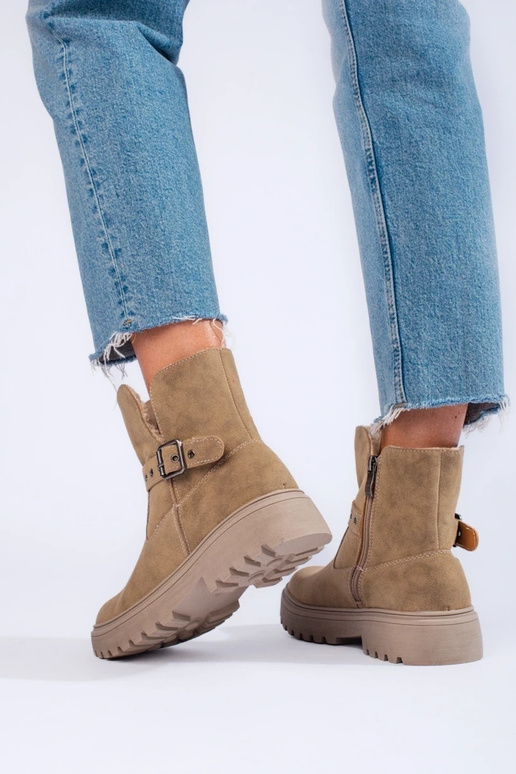 beige Inomens boots from eco suede beige Inomens boots from eco suede