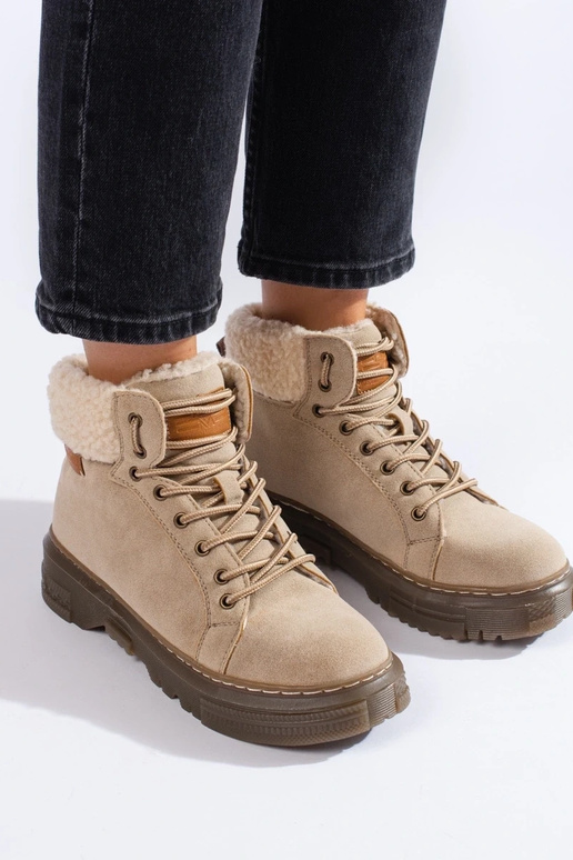beige boots Inith sheepskin