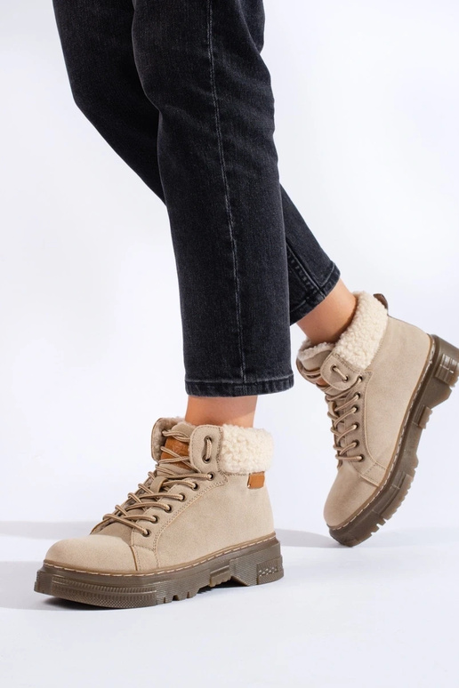 beige boots Inith sheepskin