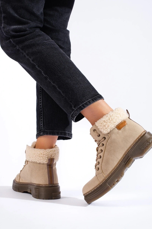 beige boots Inith sheepskin