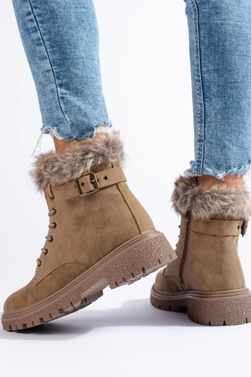 INomens boots Inith fur darkbeige