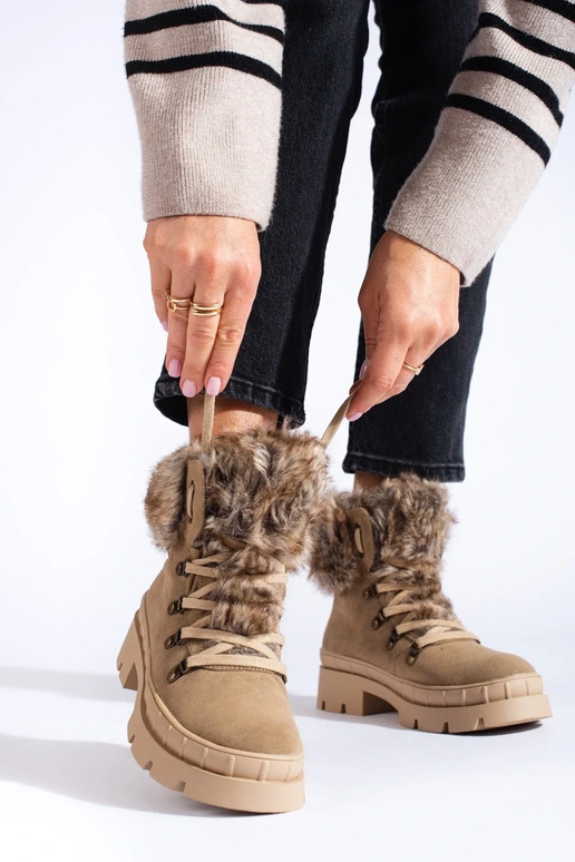 shoes Inomens Inith fur BroInn color