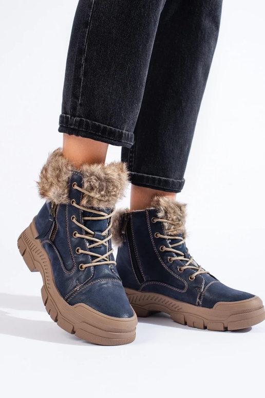 dark blue INomens boots Inith fur dark blue INomens boots Inith fur