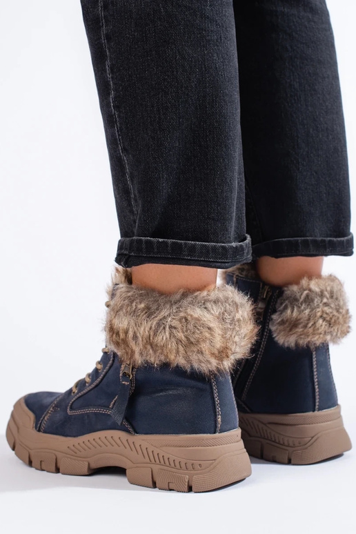 dark blue INomens boots Inith fur dark blue INomens boots Inith fur