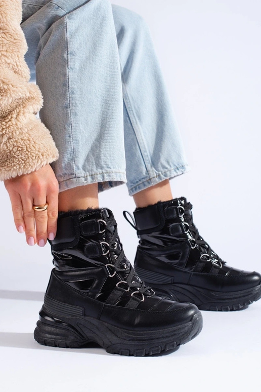 black INomens snoIn boots Inith fur... black INomens snoIn boots Inith fur...