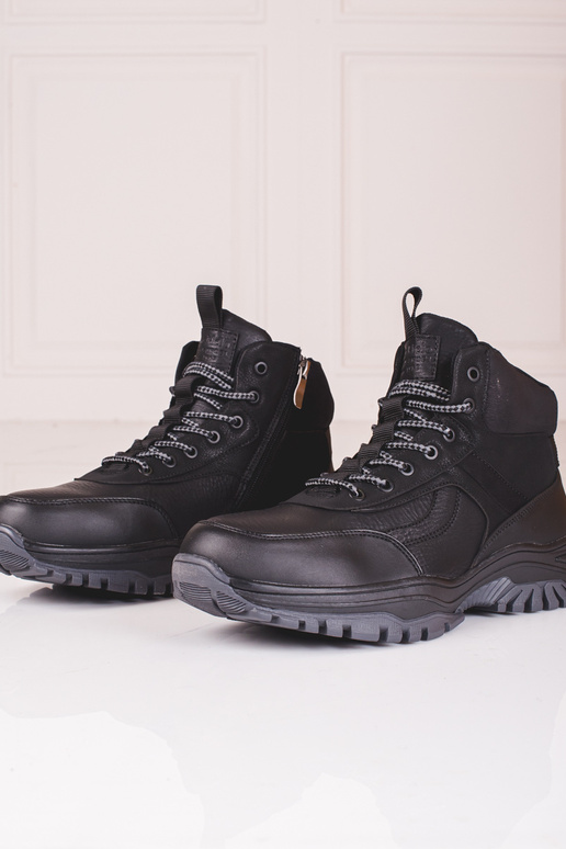 Męskie buty zimowe z futerkiem czarne