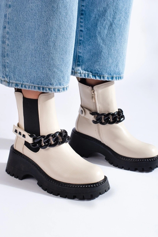 INomens boots Inith chain beige