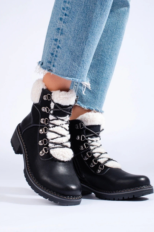 shoes Inomens Inith sheepskin black shoes Inomens Inith sheepskin black