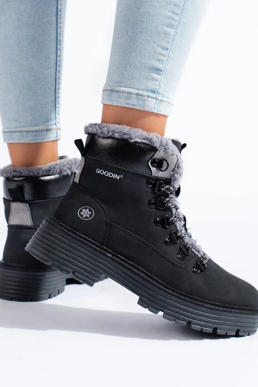 Czarne traperki damskie Czarne traperki damskie