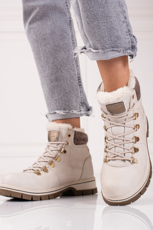 beige boots from eco leather