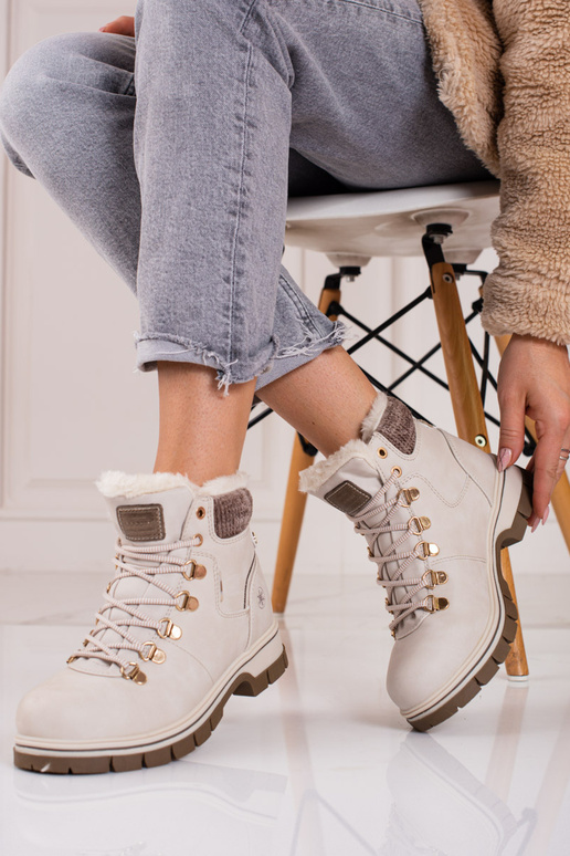 beige boots from eco leather