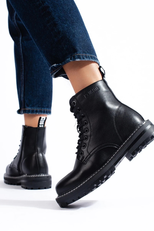 Workery damskie czarne sznurowane BIG...