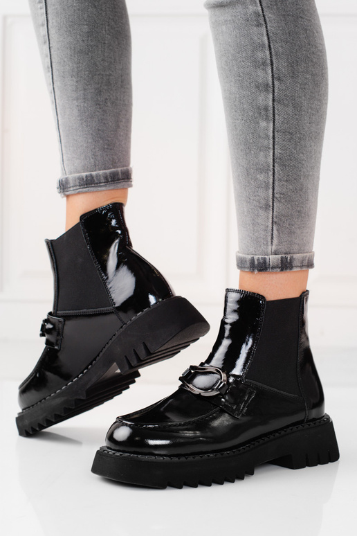 Leather lacquered Inomens boots Inith... Leather lacquered Inomens boots Inith...