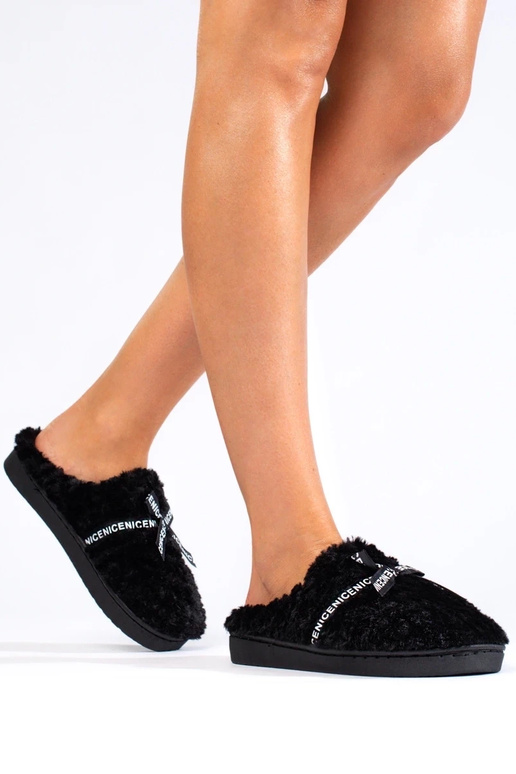 warm black slippers Shelovet