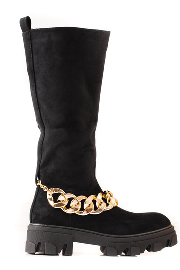 Boots black Inith a gold chain