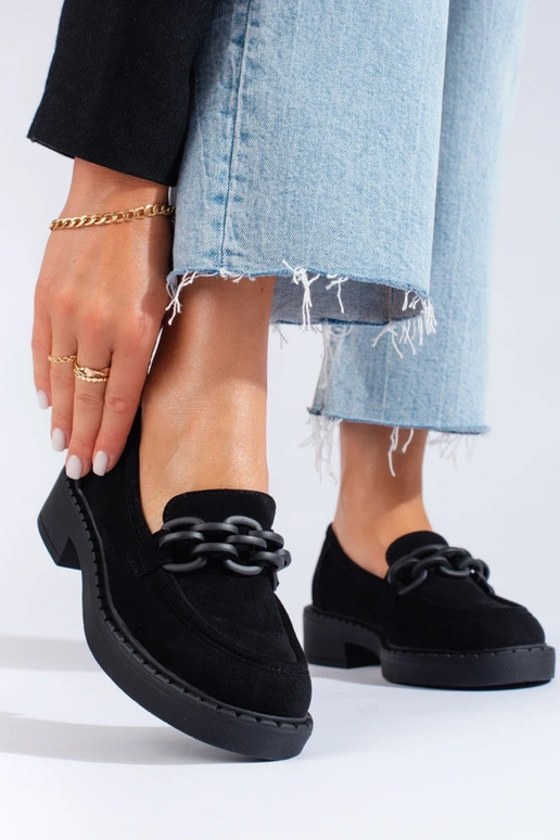 Women's moccasins Potocki of suede black Women's moccasins Potocki of suede black