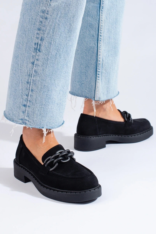 Women's moccasins Potocki of suede black Women's moccasins Potocki of suede black