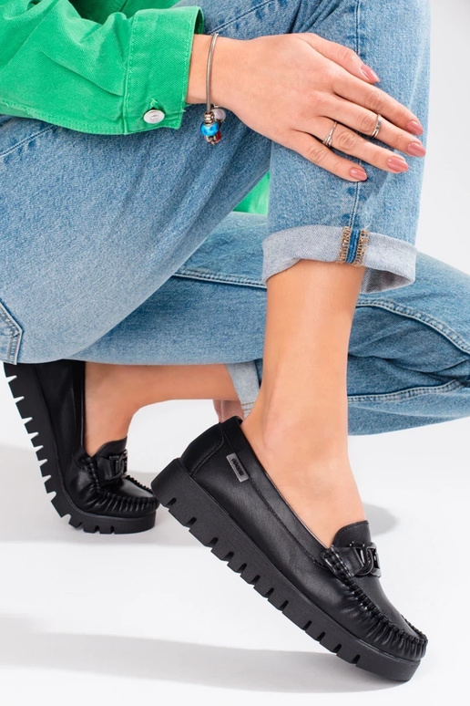 black INomens moccasins Inith platform