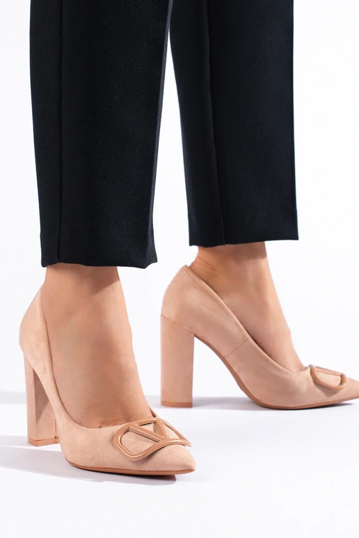 High-heeled shoes Vinceza of suede beige High-heeled shoes Vinceza of suede beige