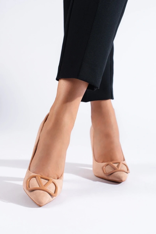 High-heeled shoes Vinceza of suede beige High-heeled shoes Vinceza of suede beige