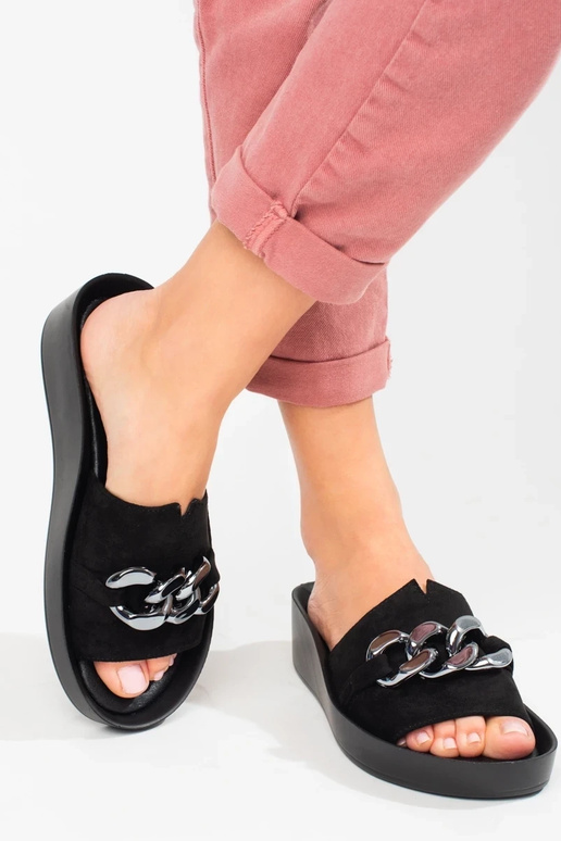 black slippers   with platform Shelovet black slippers   with platform Shelovet