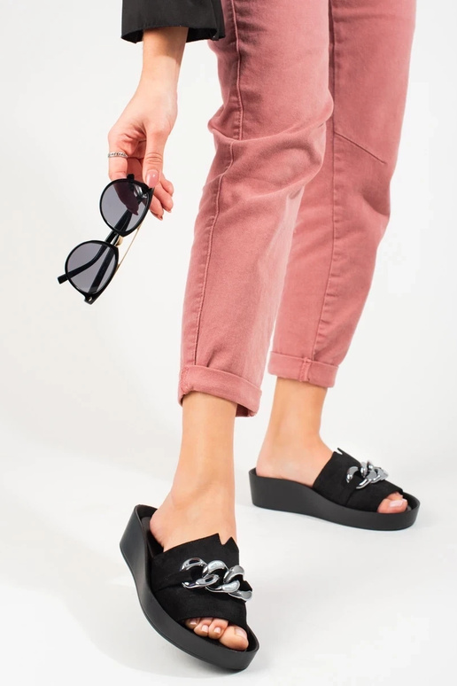 black slippers   with platform Shelovet black slippers   with platform Shelovet