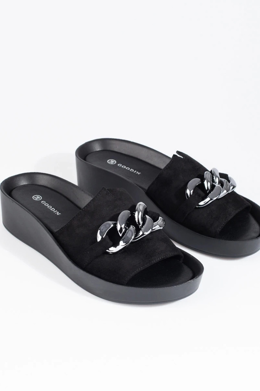 black slippers   with platform Shelovet black slippers   with platform Shelovet