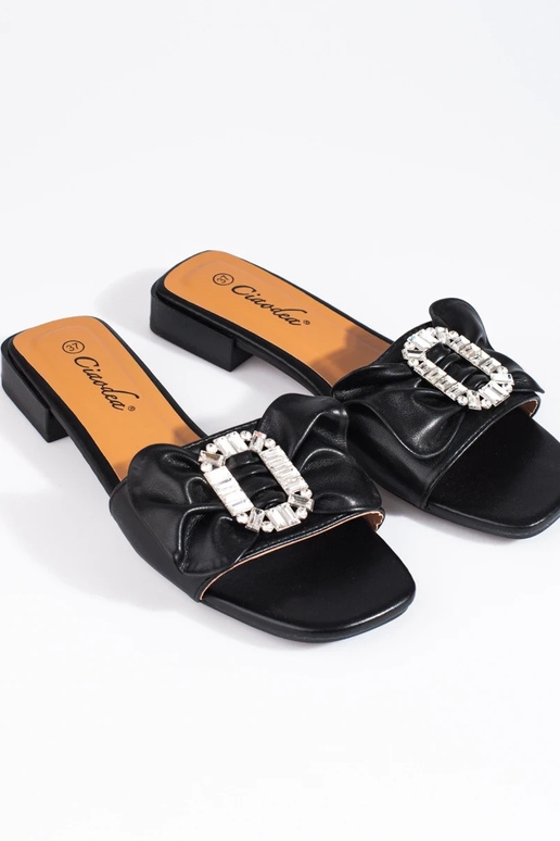 black slippers   with bow Shelovet black slippers   with bow Shelovet