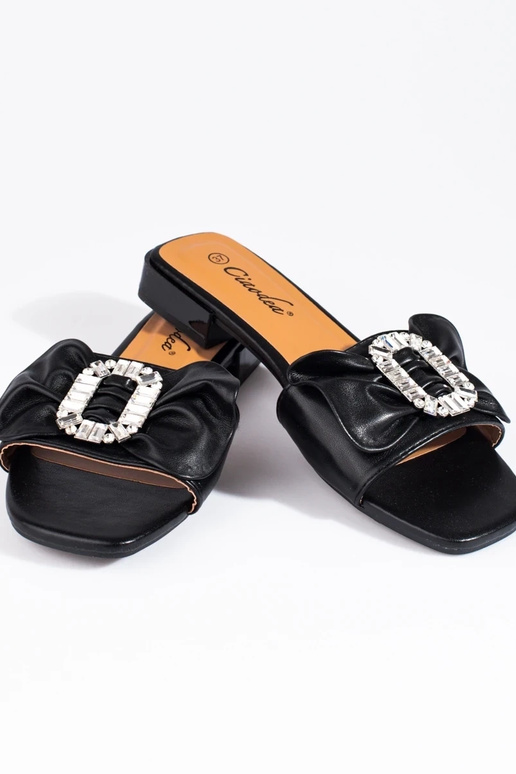 black slippers   with bow Shelovet black slippers   with bow Shelovet