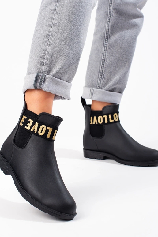 black  short rubber boots Shelovet black  short rubber boots Shelovet