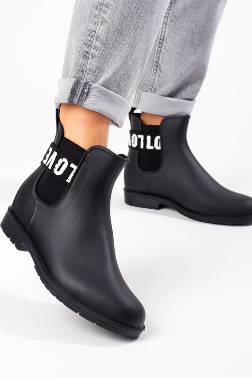 black  short rubber boots Shelovet black  short rubber boots Shelovet