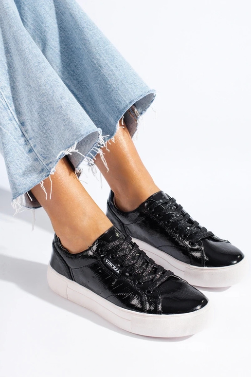 black leather Inomens shoes Vinceza black leather Inomens shoes Vinceza