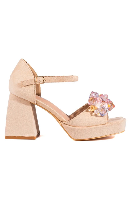 beige sandals on the heel  Shelovet beige sandals on the heel  Shelovet