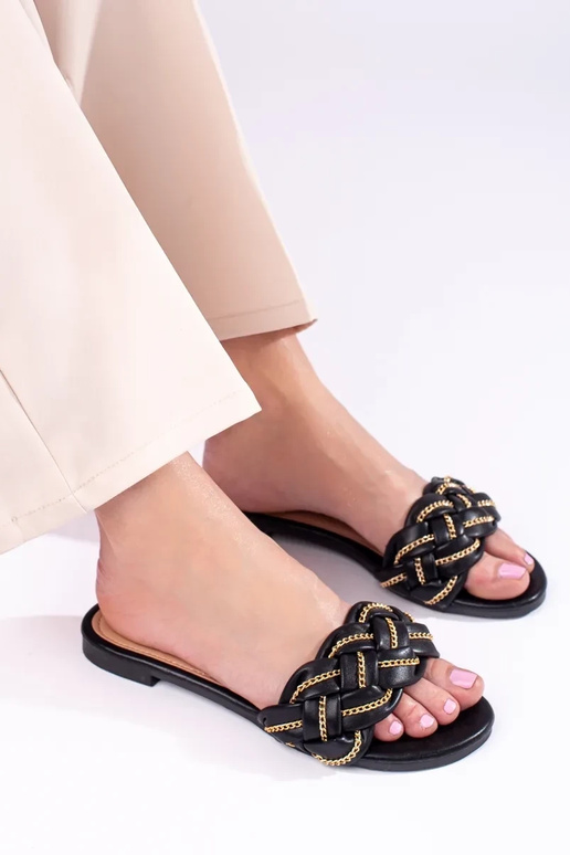 Elegant style black slippers   Shelovet Elegant style black slippers   Shelovet