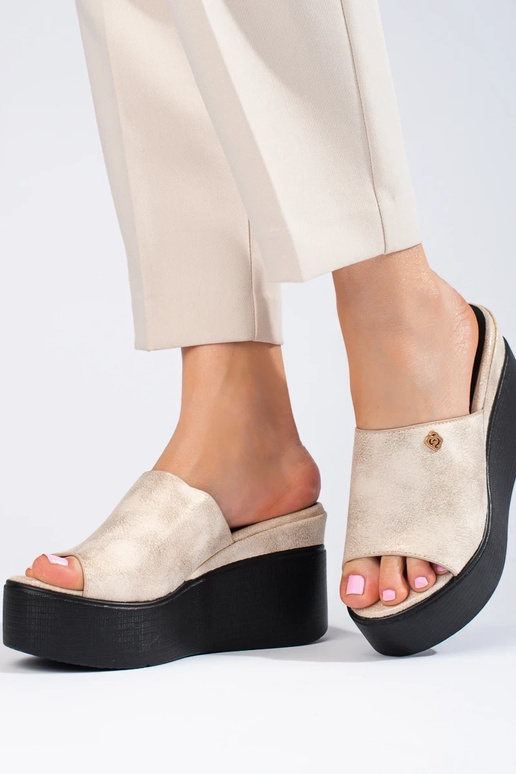 Slippers on a high Inedge golden