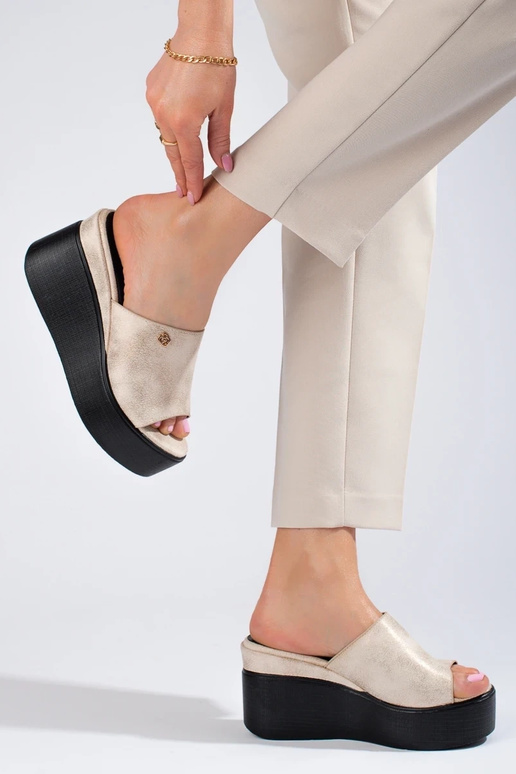 Slippers on a high Inedge golden