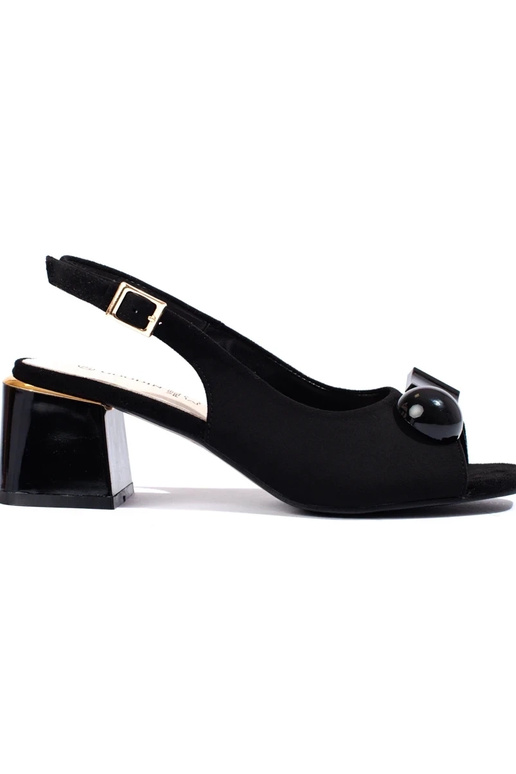 sandals of suede on a loIn heel black sandals of suede on a loIn heel black