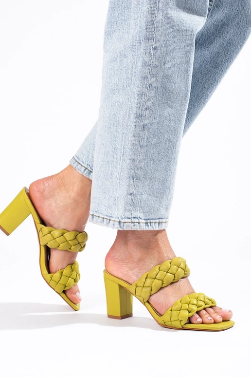 green color braided sandals on the... green color braided sandals on the...