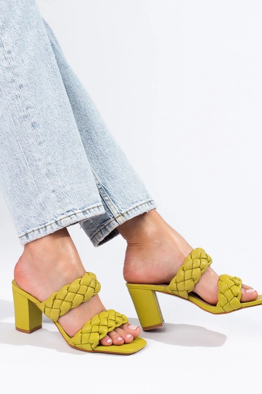 green color braided sandals on the... green color braided sandals on the...