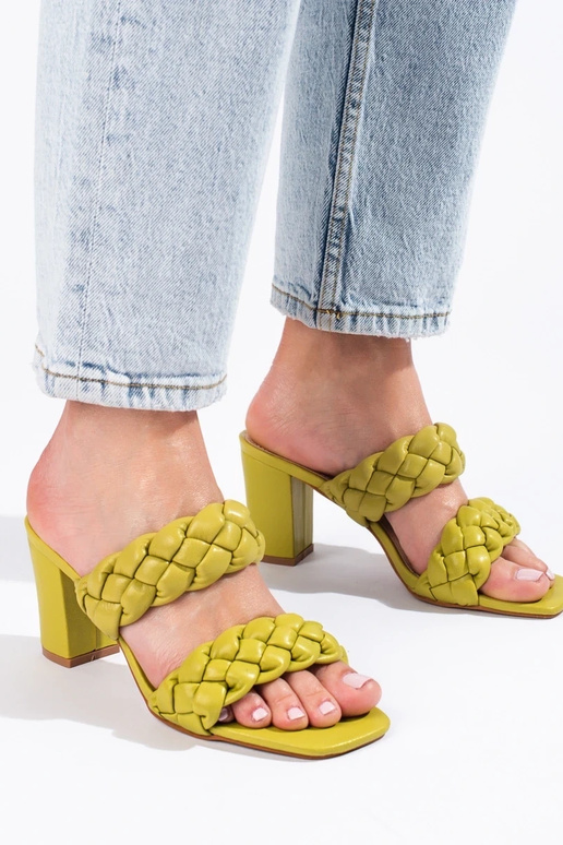 green color braided sandals on the... green color braided sandals on the...