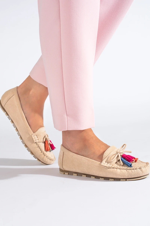 beige of suede Women's moccasins boho... beige of suede Women's moccasins boho...