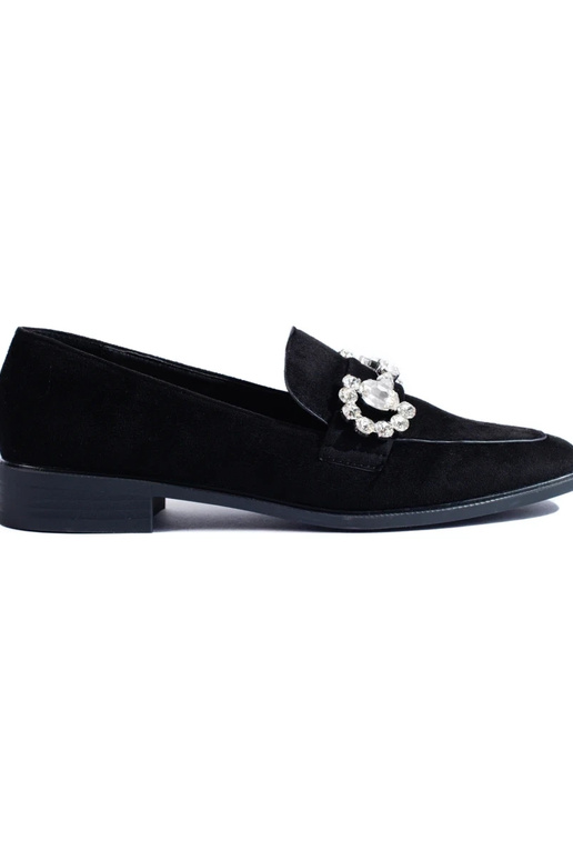 black Women's moccasins of suede with...