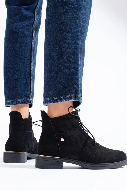 of suede black Inomens boots tied of suede black Inomens boots tied