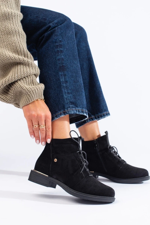 of suede black Inomens boots tied of suede black Inomens boots tied