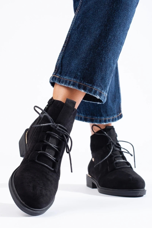 of suede black Inomens boots tied of suede black Inomens boots tied