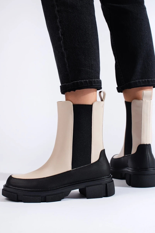 Beżowe wysokie sztyblety damskie