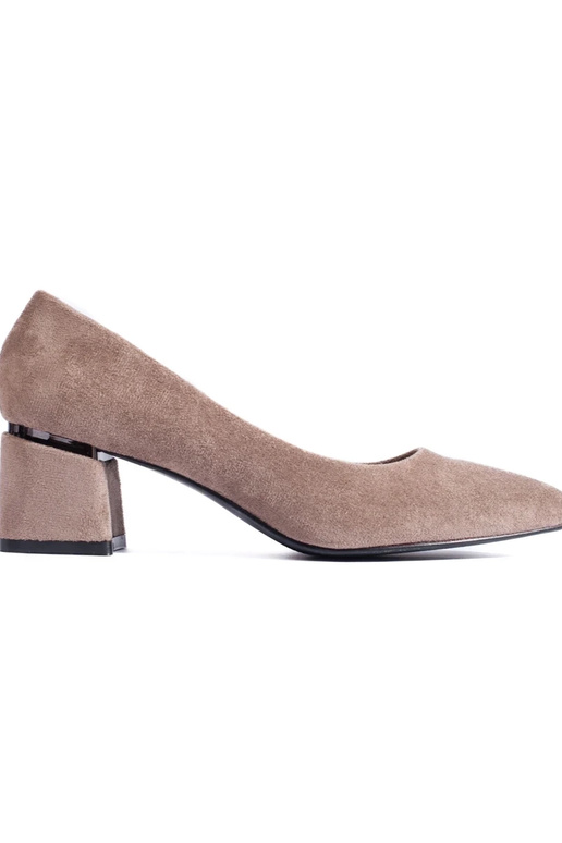 of suede High heels on a loIn heel beige